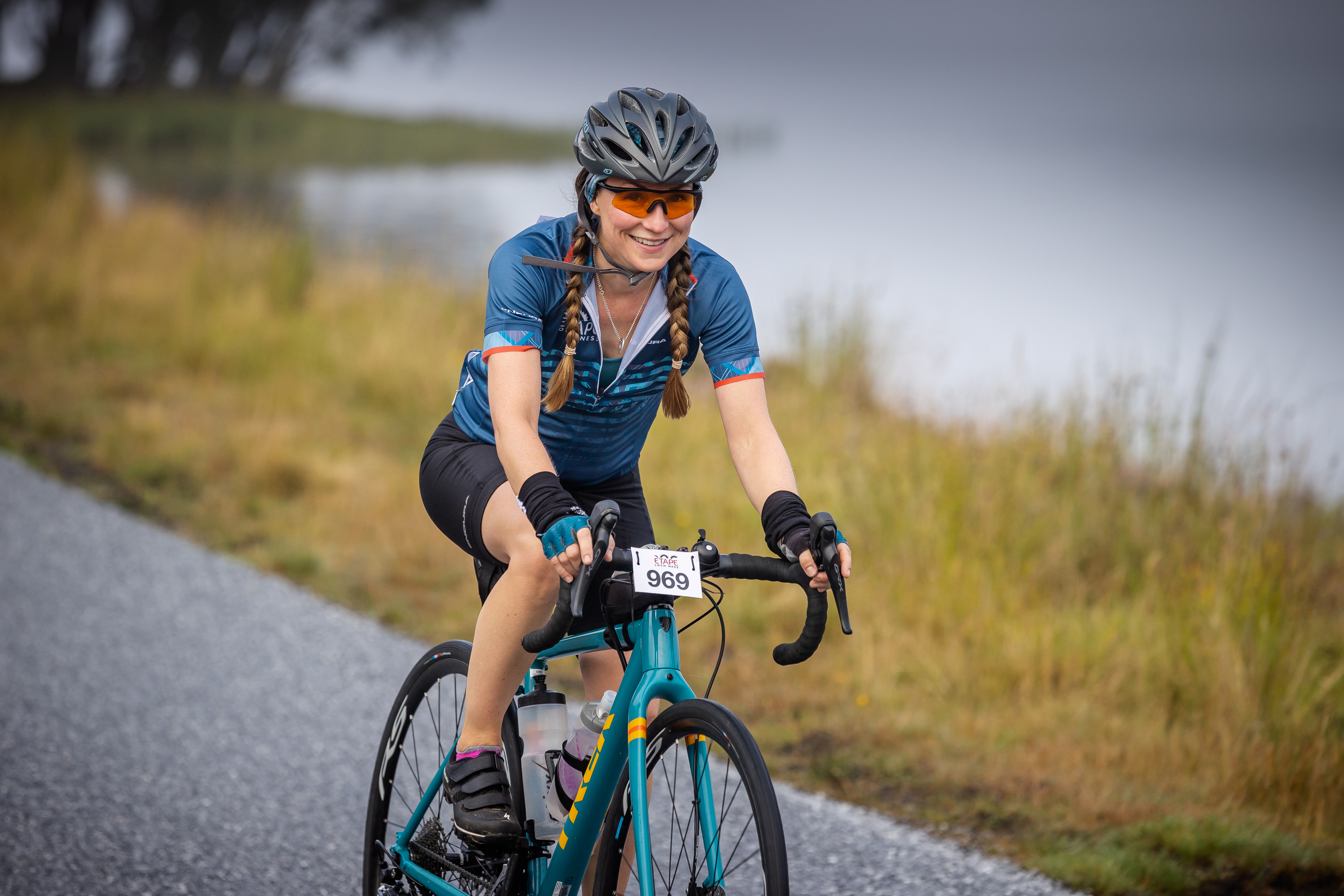 Etape Loch Ness rider smiles at the camera