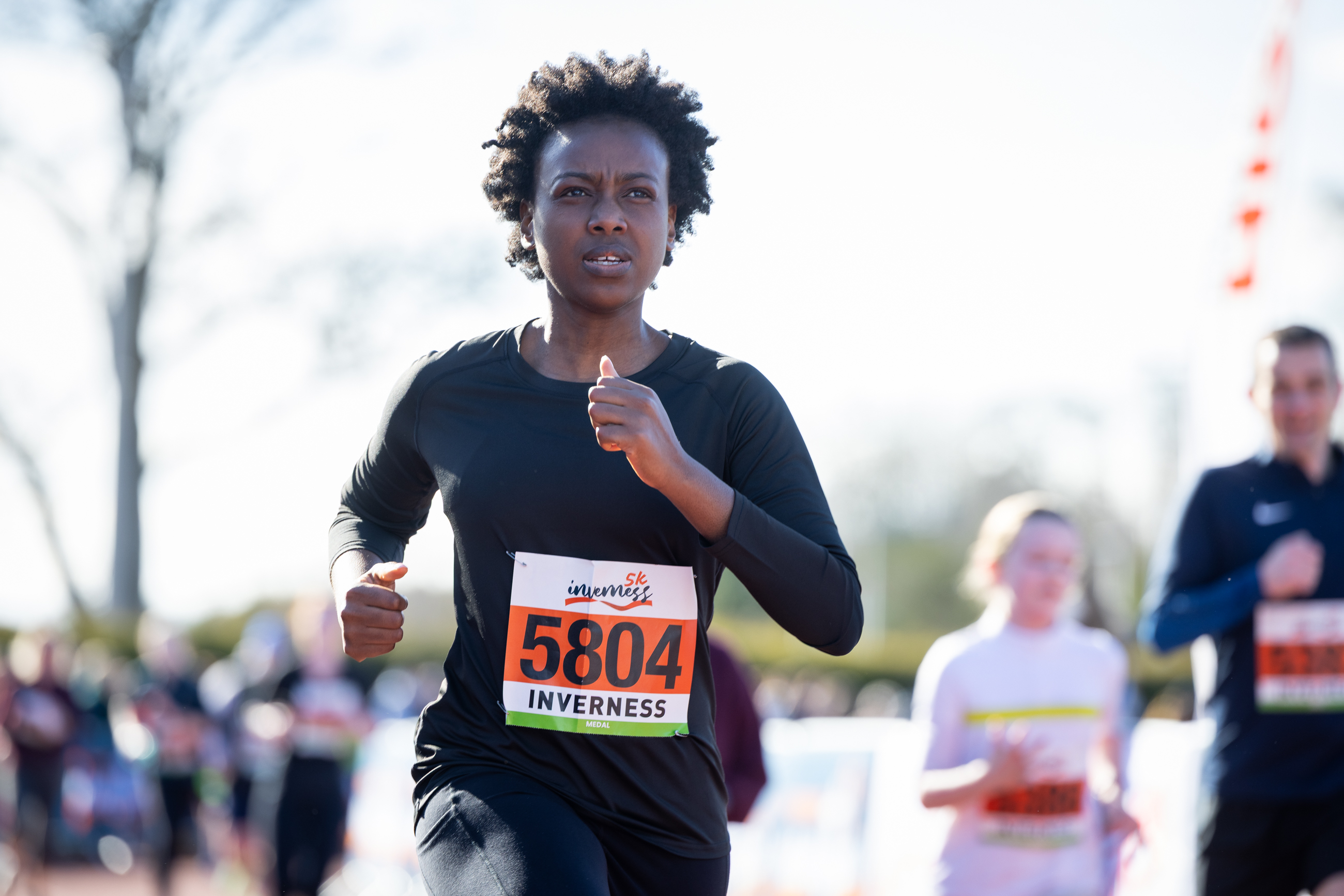 A determined runner closes in on the Finish Line